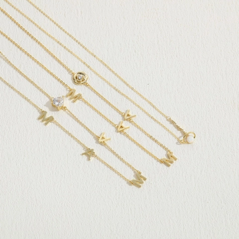 Mama Buchstabenkette Kupfer Zirkonia Opal Herz Rose Planet Anhänger Vergoldet Minimalistischer Schmuck Geschenk