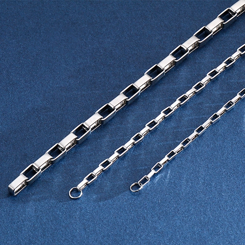 Bracciale A Catena Box In Acciaio Inossidabile Lucidato Geometrico Trendy Minimalista Gioielli A Mano Per Uomini Donne