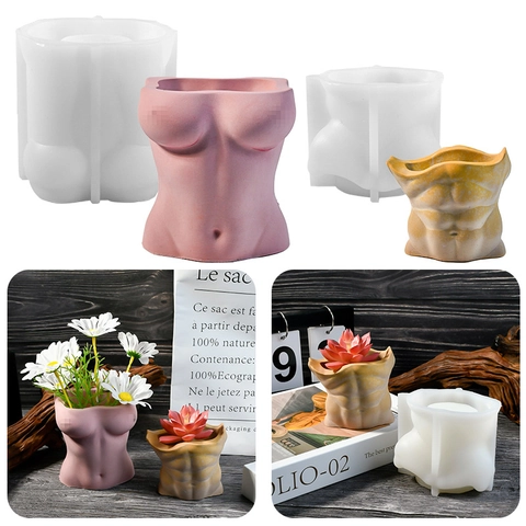 Human Body Torso Silicone Mold DIY Male Female Bust Flower Pot Planter Candle Casting Resin Plaster Craft Art Decor