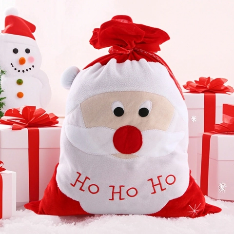 Große Weihnachts Weihnachtsmann Kordelzug Geschenktüte Stoff Xmas Süßigkeiten Aufbewahrungssack Ho Ho Ho Für Party Heimdekor
