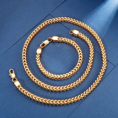 Franco Ketting Ketting Roestvrij Staal Titanium Tarwe Link Hip Hop Streetwear Heren Sieraden Goud Zilver Kleur Gepolijst