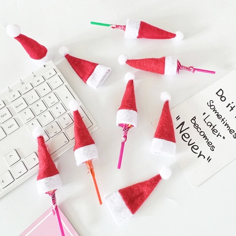 Mini Cappello Di Babbo Natale Decorazione Lecca-lecca Di Natale Tessuto Non Tessuto Rosso E Bianco Piccolo Topper Per Confezioni Di Caramelle Per Festa Festiva DIY