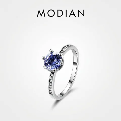 925 Sterling Silver Ring Tanzanite Blue Zircon Crown Luxury Fashion Vintage Prong Setting Jewelry For Women