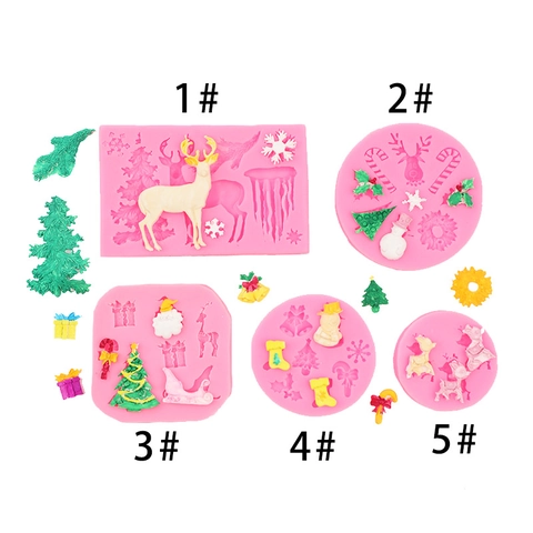 Kerst Siliconen Vorm Rendier Sneeuwvlok Boom IJspegel Fondant Taart Decoratie DIY Hars Klei Handwerk Feestelijk Gereedschap