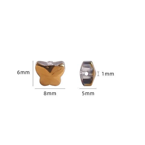 Butterfly Shape Beads Electroplated Glass Crystal Iridescent Middle Hole For DIY Jewelry Making Necklaces Bracelets