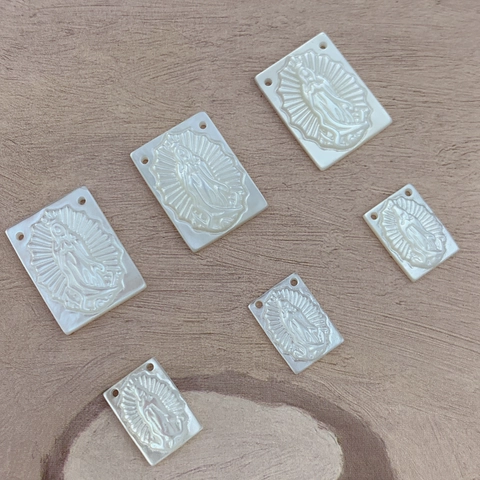 Virgin Of Guadalupe Pendant Natural White Mother Of Artificial Pearl Carved Religious Charms For DIY Jewelry Making Western Style
