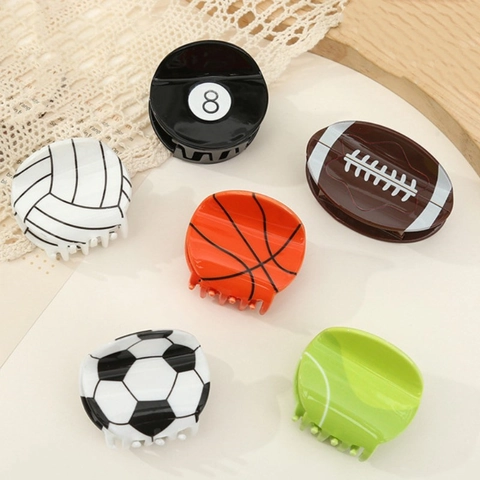 Sporty Hair Claw Clips For Women Girls Soccer Basketball Football Tennis Baseball Design Plastic Resin Novelty Headwear