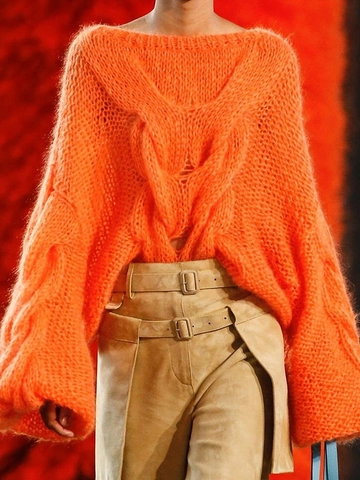 Maglione Oversize Da Donna In Maglia A Trecce Con Maniche Lunghe E Girocollo Pullover Invernale Casual