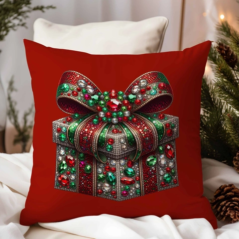 Christmas Throw Pillow Covers Soft Short Velvet Luxury Jewelry Diamond Style Printed Cushion Cases For Holiday Home Sofa Decor