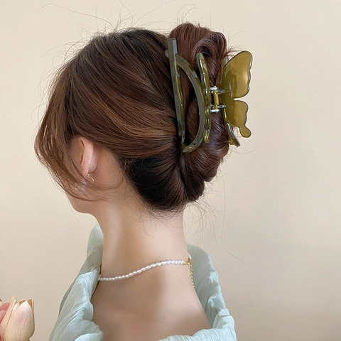 Butterfly Hair Claw Clips Elegant Acrylic And Resin Hairpin Vintage Hair Accessories For Women