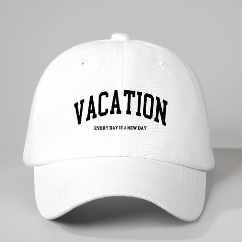 Vacation Letter Embroidered Cotton Baseball Cap Adjustable Outdoor Sun Protection Curved Brim Casual Unisex Hat