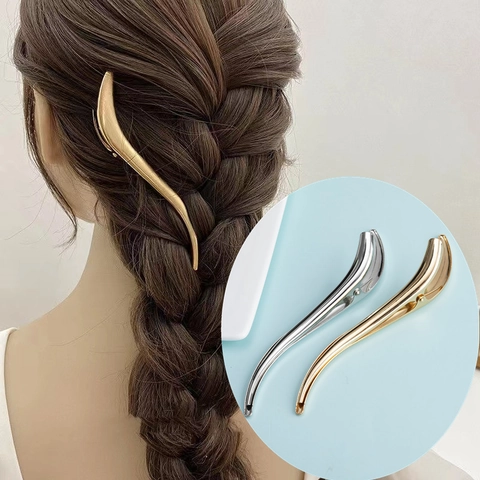 S-Förmiger Haarclip Aus Metall Minimalistische Wellenform Entenschnabelclip Zinklegierung Matte Textur Elegantes Haaraccessoire