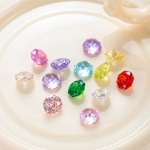 Octagonal Rose Cut Loose Cubic Zirconia Stones Multifaceted Colorful Zircon For DIY Earring Stud Jewelry Making Craft