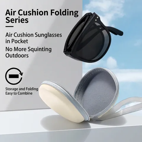 Lunettes De Soleil Pliables Rétro Femmes Hommes Monture Carrée Légère En Plastique Protection UV400 Voyage Portables Avec Étui