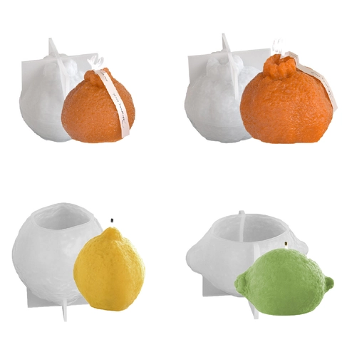 3D Fruit Shaped Silicone Mold For DIY Scented Candle Lemon Orange Tangerine Shape Realistic Texture Resin Cake Decorating