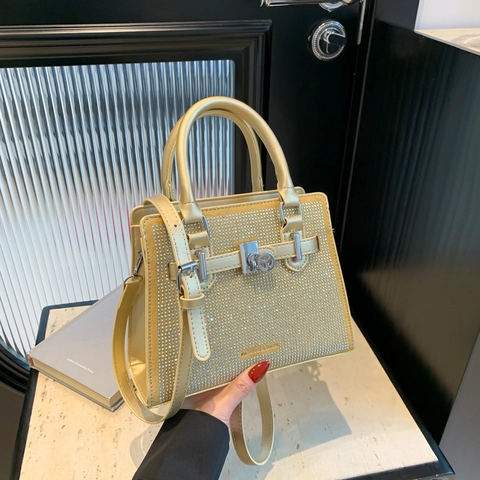 Sac Bandoulière En Strass Pour Femmes Sac À Main Scintillant En Cuir PU Avec Poignée Et Fermoir Métallique Mode Carrée
