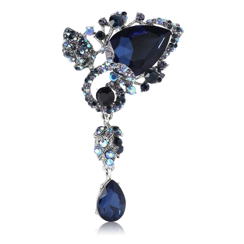 Spilla Vintage in Lega a Goccia con Strass da Donna di Lusso Floreale Cristallo Goccia d'Acqua Spilla da Risvolto Gioielli per Feste Matrimoni