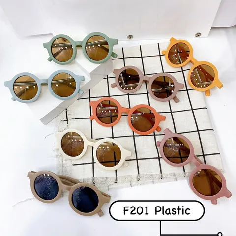 Retro Round Kids Sunglasses Matte PC Frame AC Lens UV400 Protection Fashion Outdoor Eyewear For Toddler Boys Girls