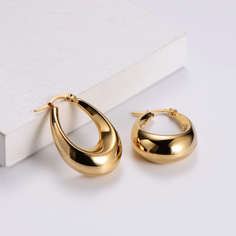 Elegante Wassertropfen Creolen Für Damen 18K Vergoldet Edelstahl Hohl Tränenform Ohrring Minimalistischer Modeschmuck