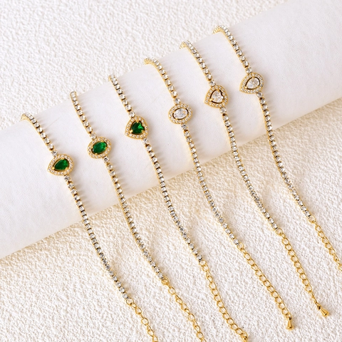 Tennis Bracelet Stainless Steel Zirconia Heart Water Drop Oval Shape Adjustable Luxury Jewelry For Women Girls