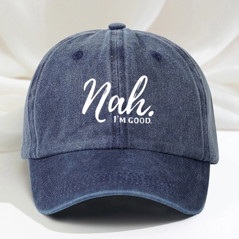 Baseball Cap Washed Cotton Texture Polyester Nah I'M GOOD Letter Print Adjustable Sun Hat Outdoor Casual Vintage Unisex