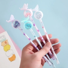Creative Butterfly Sequin Gel Pen Cute Girly Style Glitter Floating Sign Pen For Students Office School Stationery Writing Gift