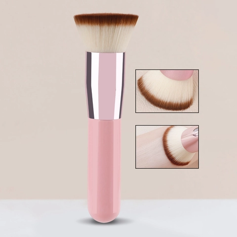Chubby Flat-Top Foundation Pinsel Synthetikfasern Aluminiumrohr Holzgriff Für BB Cream Liquid Makeup Tool
