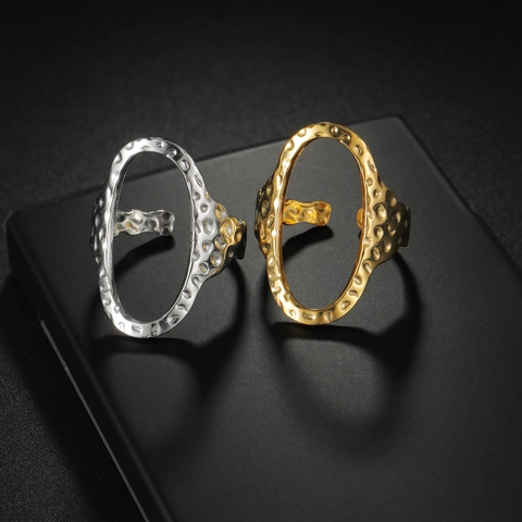 Minimalist Titanium Steel Open Ring For Women Adjustable Geometric Hollow Gold Silver Plated Finger Ring Fashion Jewelry