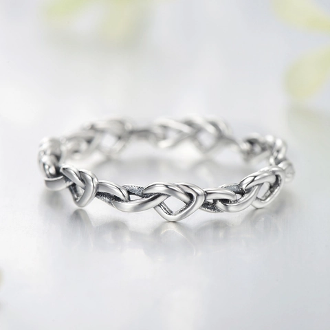 925 Sterling Silber Ring Damen Herzform Unendlich Knot Minimalistischer Schmuck Verstellbares Fingerband
