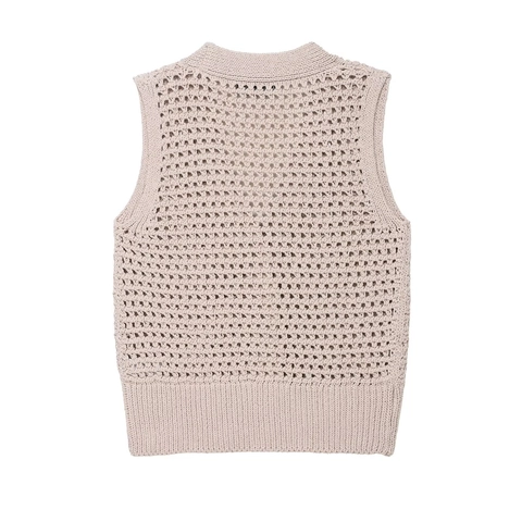 Gilet En Tricot Crocheté Pour Femmes Vintage Col En V Pull Sans Manches Cardigan En Tricot Décontracté