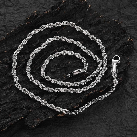 Hip Hop Rope Chain Necklace Stainless Steel Twisted Link Chain 18K Gold Plated Punk Jewelry For Unisex Everyday Wear