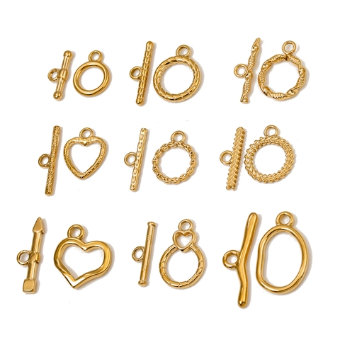 Stainless Steel Toggle Clasp DIY Jewelry Making Connector Heart Round OT Buckle For Necklace Bracelet Crafting Accessories