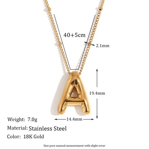 Moda Collana Con Pendente a Lettera Iniziale a Palloncino 3D Per Donna Acciaio Inossidabile Placcato Oro Argento Gioielli Per Feste