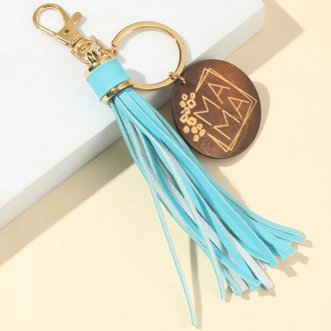 Portachiavi con Nappa in Pelle PU con Ciondolo MAMA in Legno Chiusura in Lega d'Oro Portachiavi con Motivo Leopardato Accessori Regalo Festa della Mamma