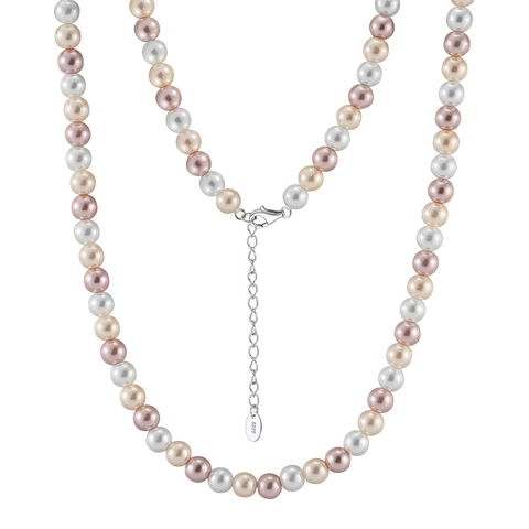 Multicolor Artificial Pearl Necklace With 925 Sterling Silver Clasp Colorful Candy Style Short Clavicle Chain Women Jewelry