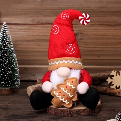 Weihnachtsgnom Plüsch Ornamente Langer Hut Strickstoff Mit Lebkuchenbaum Schneeflocken Zubehör Nordische Tomte Tischdeko