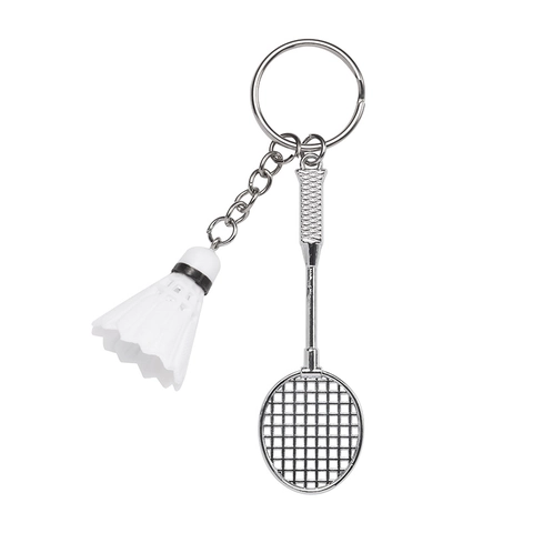 Mini Sports Equipment Keychain Metal Alloy Badminton Tennis Golf Table Tennis Racket Pendant Creative Sport Fan Gift Keyring