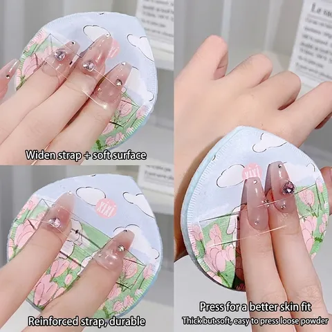 Puderquaste In Tropfenform Samt Beflockung Make-up Tool Zum Fixieren Von Losem Puder Süßes Hasen Blumenmuster Weich Groß