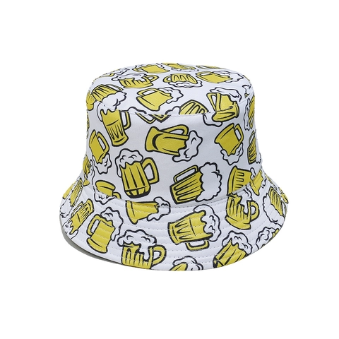 Sommer Sonnenschutz Polyester Anglerhut Für Herren Damen Hawaiian Beach Bierkrug Druck Outdoor Urlaub Fischerhut