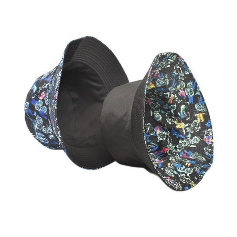 Floral Print Bucket Hat Polyester Rose Butterfly Pattern Foldable Wide Brim Sun Protection Outdoor Casual Unisex