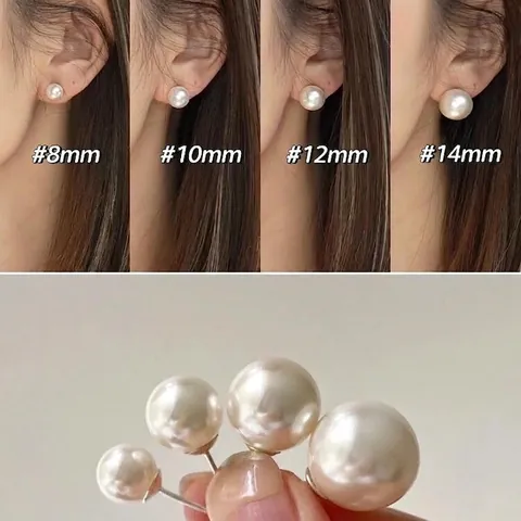 Runde Faux Künstliche Perlen Ohrstecker Mit Silbernem Ohrringstift Minimalistischer Eleganter Luxusstil Täglicher Schmuck Für Frauen