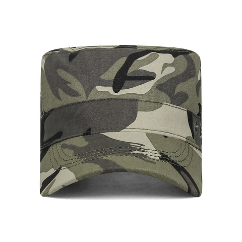 Herren Cadet Cap Baumwolle Canvas Flat Top Militär Mütze 1941 Sternstickerei Verstellbar Sonnenschutz Outdoor Sport Freizeit