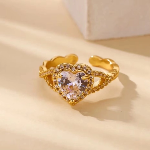 Copper Zirconia Artificial Pearl Open Ring For Women Adjustable Flower Heart Butterfly Bowknot Gold Silver Ring Jewelry