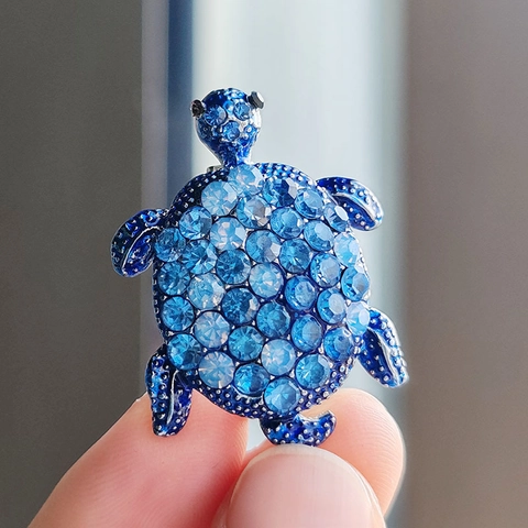 Broche De Tortuga Marina Alfiler Aleación Strass Cristal Colorido Joyería Animal Vintage Para Mujeres Hombres