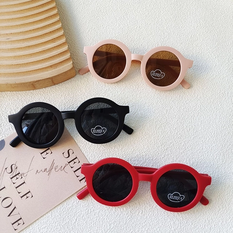 Kids Round Frame Sunglasses Retro Matte Plastic UV400 Protection For Toddlers Boys Girls Vintage Eyewear