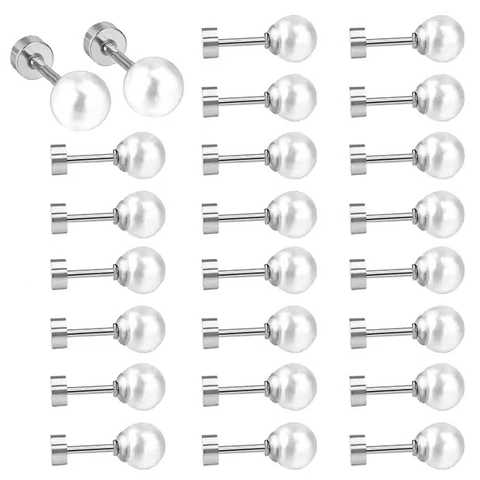 Eleganti Orecchini A Lobo Con Künstliche Perle Bianche Rotonde E Perno In Acciaio Inossidabile Gioielli Di Moda Minimalisti Per Donna