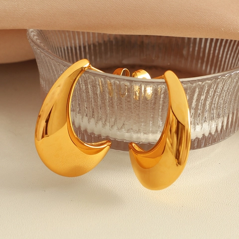 Orecchini a Bottone a Goccia d'Acqua Minimalisti per Donna in Acciaio al Titanio Placcato Oro Argento Orecchini Geometrici Gioielli