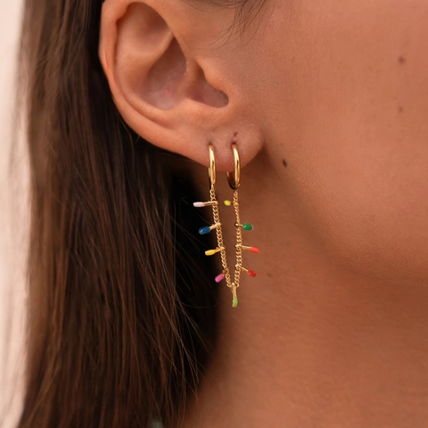 Böhmische Edelstahl Bunte Emaille Tropfen Ohrringe 18K Vergoldet Kette Hängen Ohrringe Für Damen Schmuck