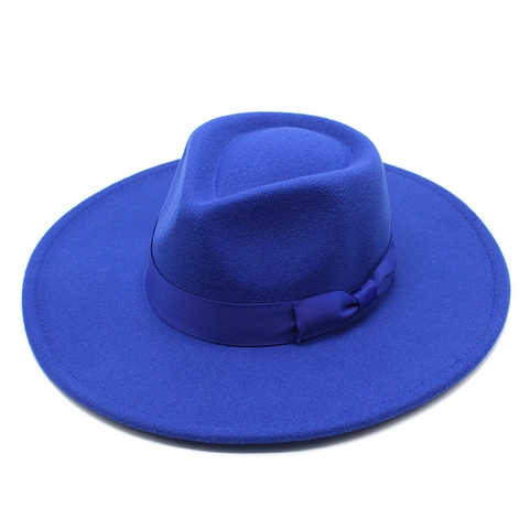Breedgerande Wollen Vilt Fedora Hoed Met Satijnen Strik Lint Elegante Jazz Pet Voor Winter Herfst Unisex