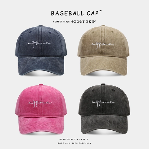 Cappello Da Baseball Donna Cotone Lavato Ricamo Mama Design Fiocco Retrò Regolabile Protezione Solare Berretto Vintage Casual